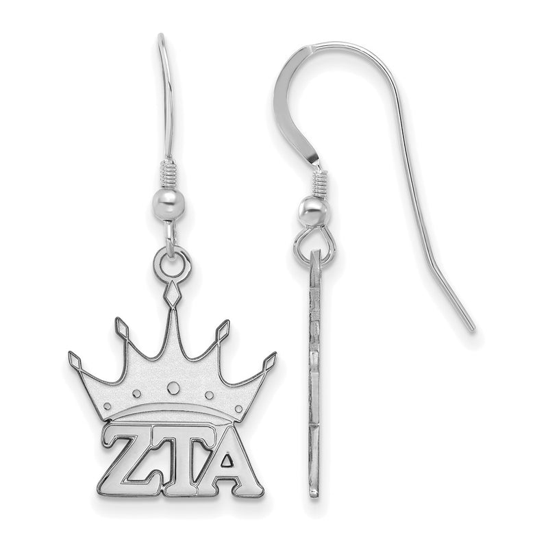 Sterling Silver Rhodium Plated Logoart Zeta Tau Alpha Sorority Symbol Small Dangle Wire Earrings