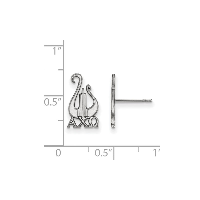 Sterling Silver Rhodium Plated Logoart Alpha Chi Omega Sorority Symbol Small Post Earrings
