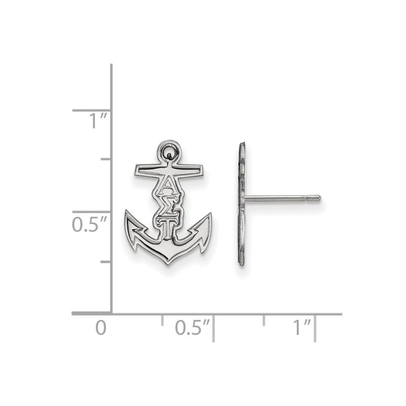 Sterling Silver Rhodium Plated Logoart Alpha Sigma Tau Sorority Symbol Extra Small Post Earrings