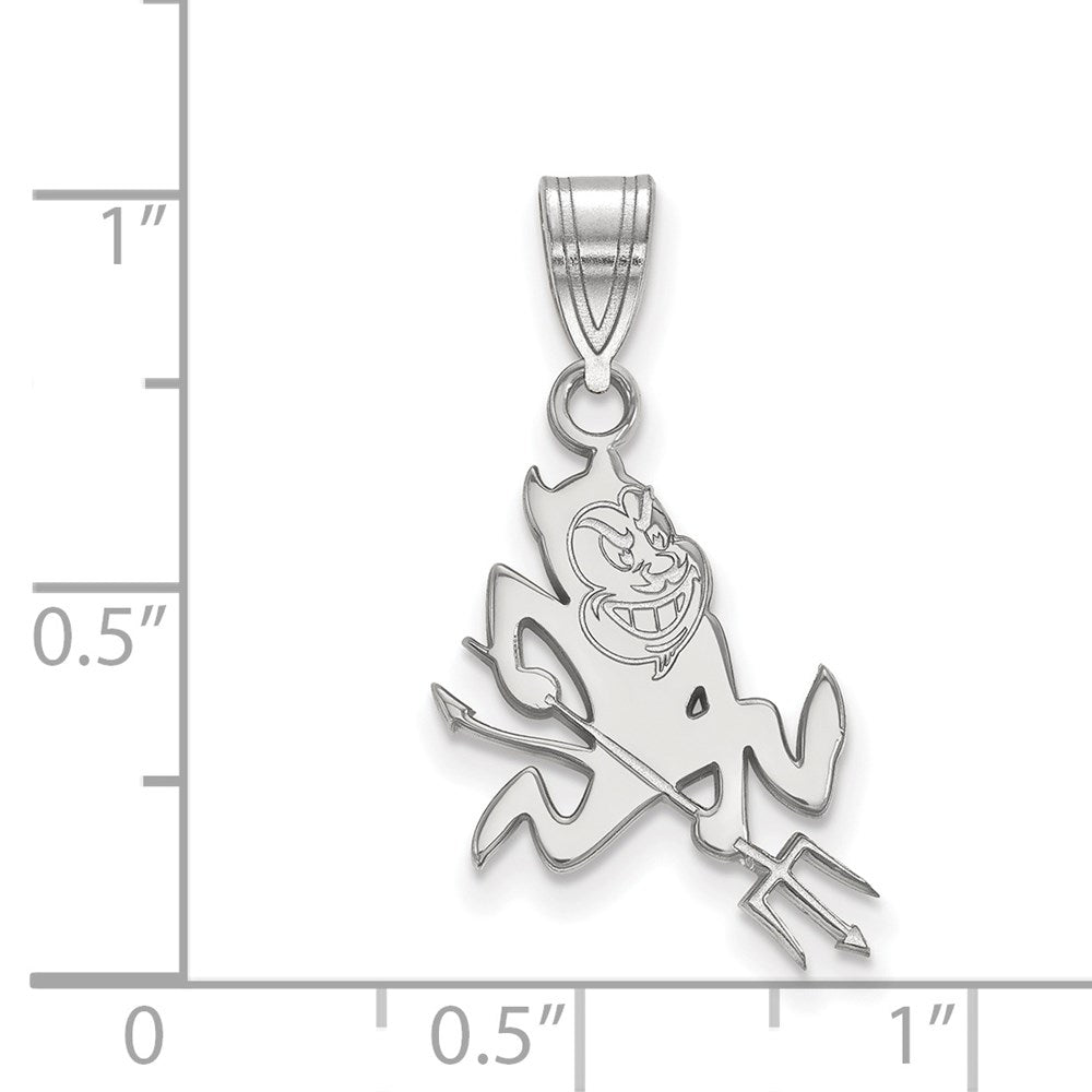 Sterling Silver Rhodium Plated Logoart Arizona State University Sun Devil Medium Pendant