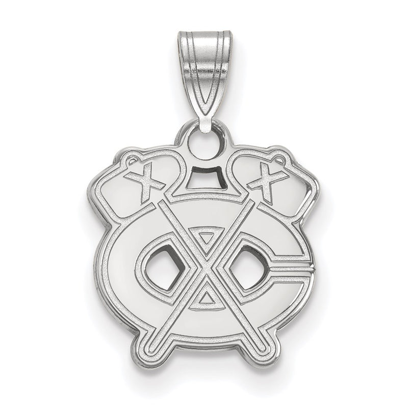 Sterling Silver Rhodium Plated Nhl Logoart Chicago Blackhawks Letter C And Tomahawk Small Pendant