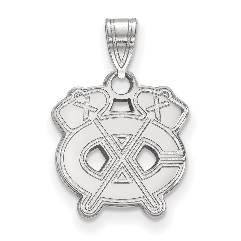 14K White Gold Nhl Logoart Chicago Blackhawks Letter C And Tomahawk Small Pendant