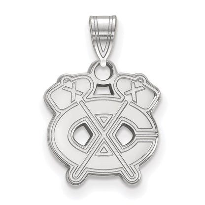 14K White Gold Nhl Logoart Chicago Blackhawks Letter C And Tomahawk Small Pendant