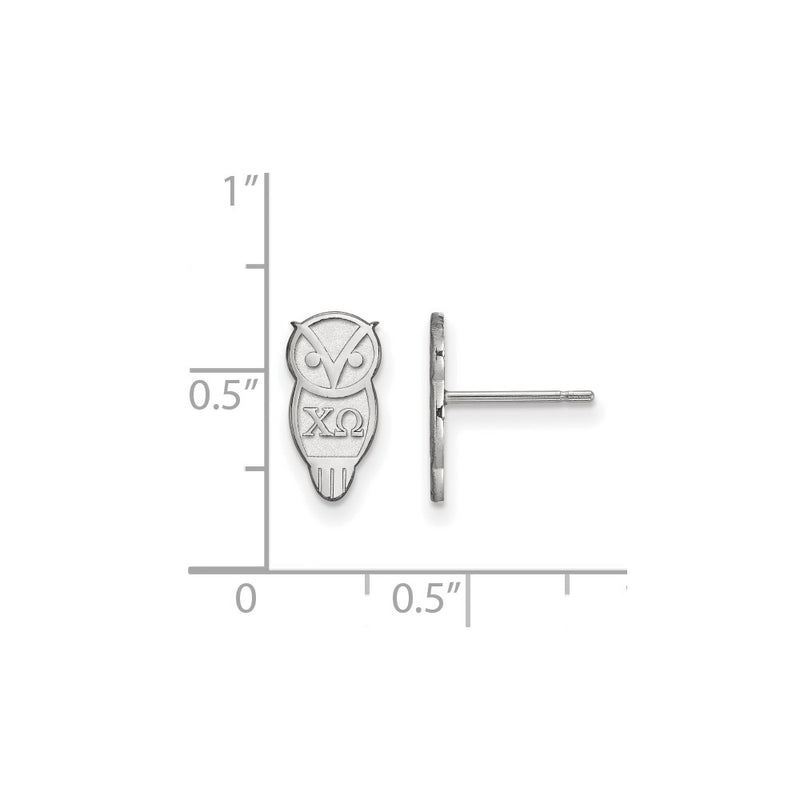 Sterling Silver Rhodium Plated Logoart Chi Omega Sorority Symbol Extra Small Post Earrings