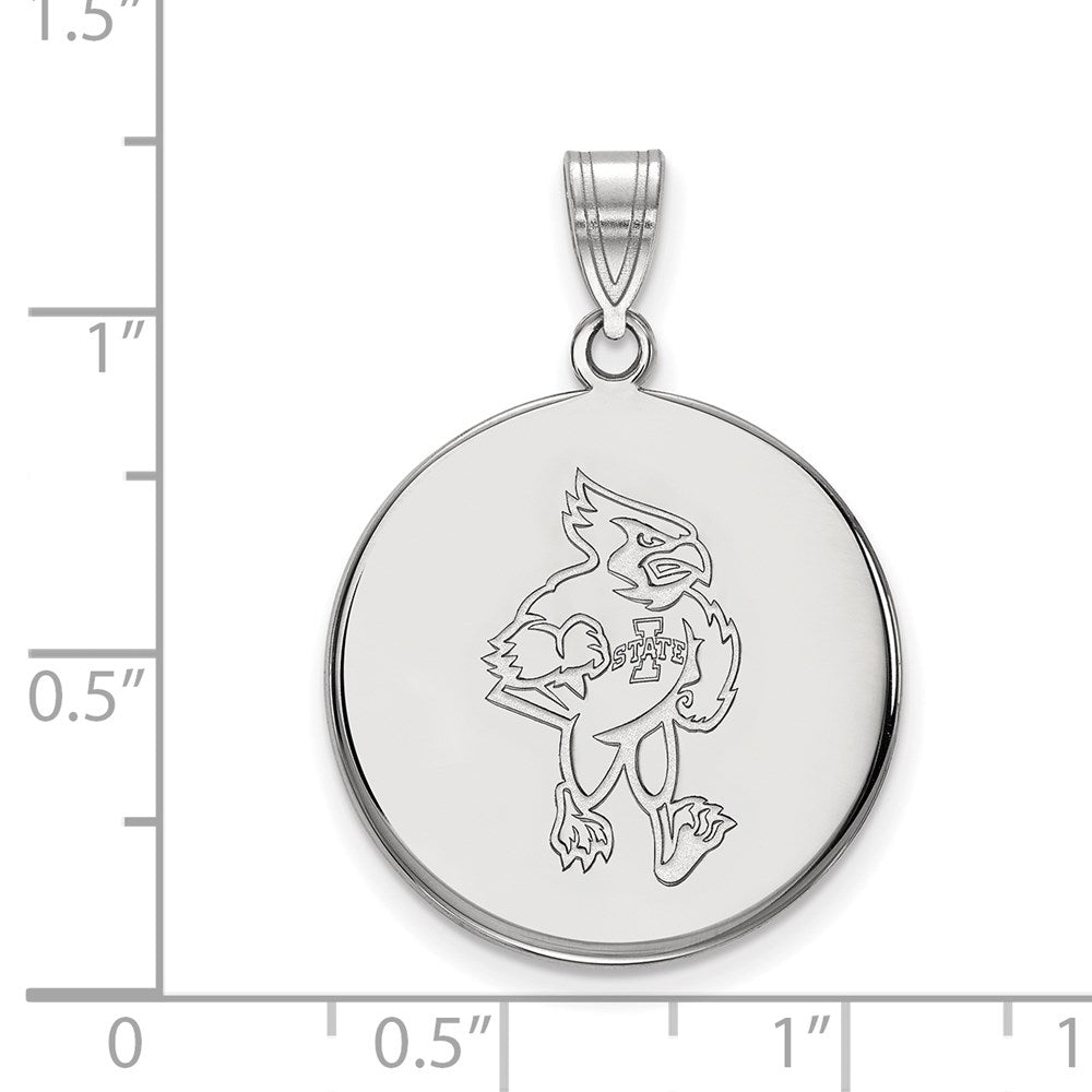 10K White Gold Logoart Iowa State University Cardinal Large Disc Pendant
