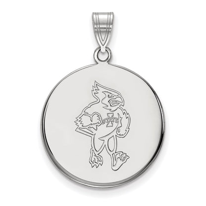 Sterling Silver Rhodium Plated Logoart Iowa State University Cardinal Large Disc Pendant