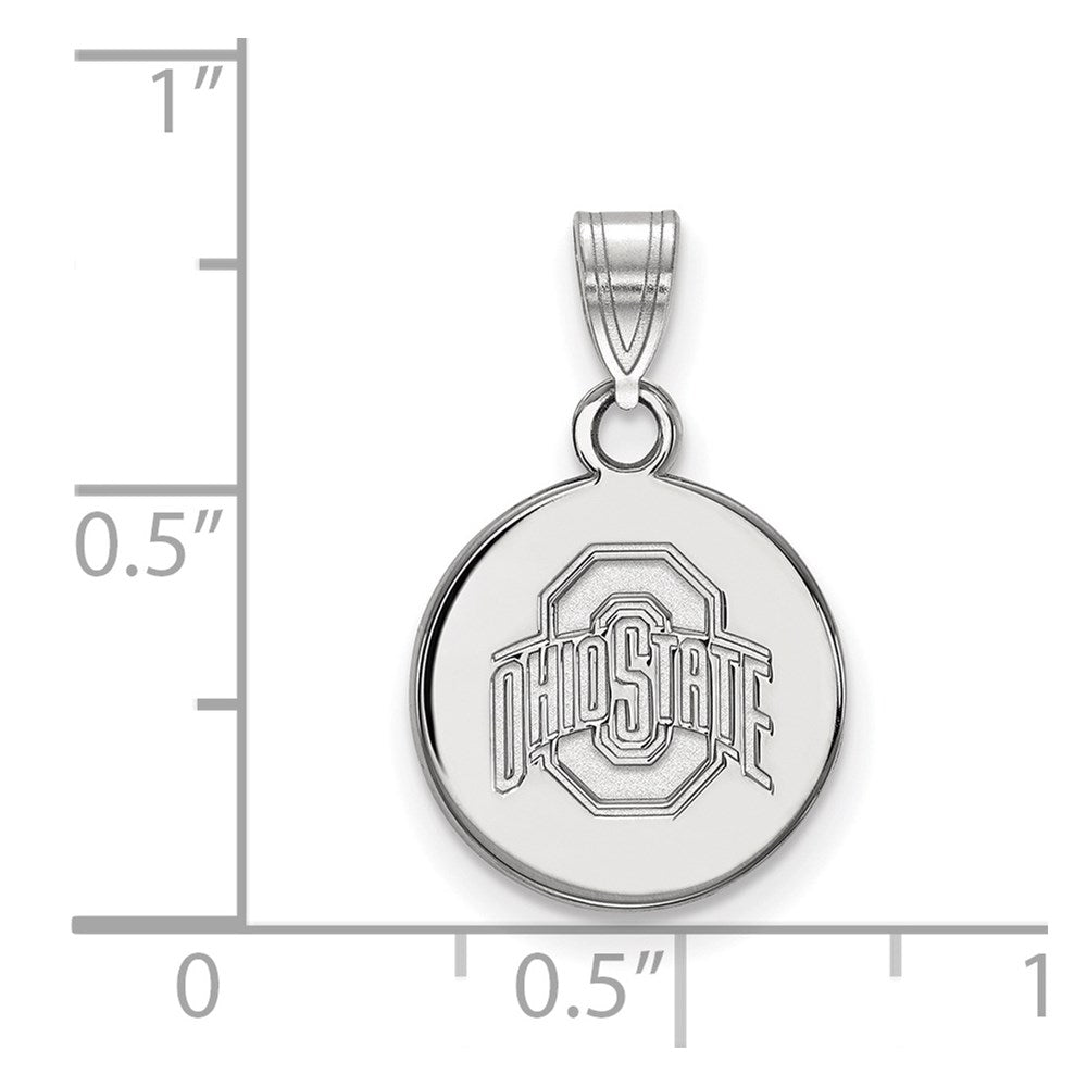 Sterling Silver Rhodium Plated Logoart The Ohio State University Small Disc Pendant