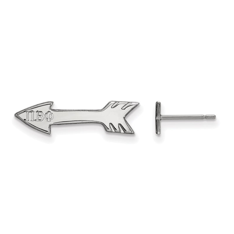 Sterling Silver Rhodium Plated Logoart Pi Beta Phi Sorority Symbol Extra Small Post Earrings