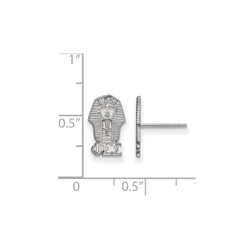 Sterling Silver Rhodium Plated Logoart Phi Sigma Sorority Symbol Extra Small Post Earrings