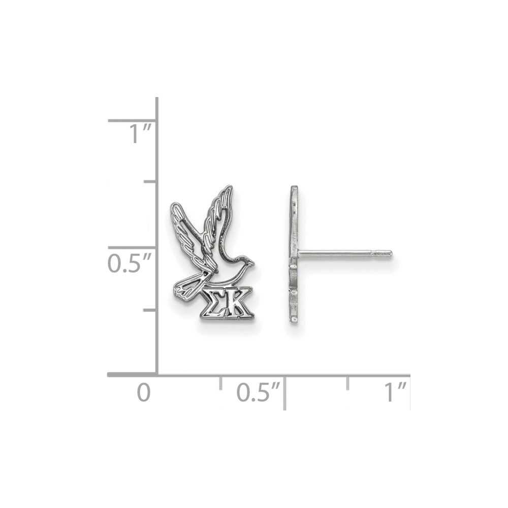 Sterling Silver Rhodium Plated Logoart Sigma Kappa Sorority Symbol Extra Small Post Earrings