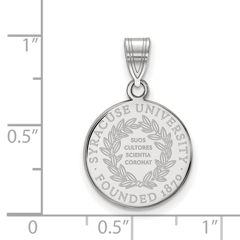 Sterling Silver Rhodium Plated Logoart Syracuse University Medium Crest Pendant