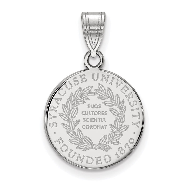 Sterling Silver Rhodium Plated Logoart Syracuse University Medium Crest Pendant