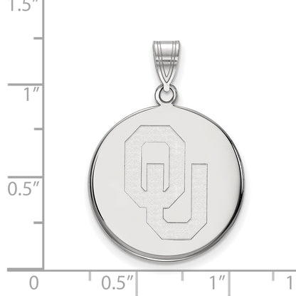 10K White Gold Logoart University Of Oklahoma O U Large Disc Pendant