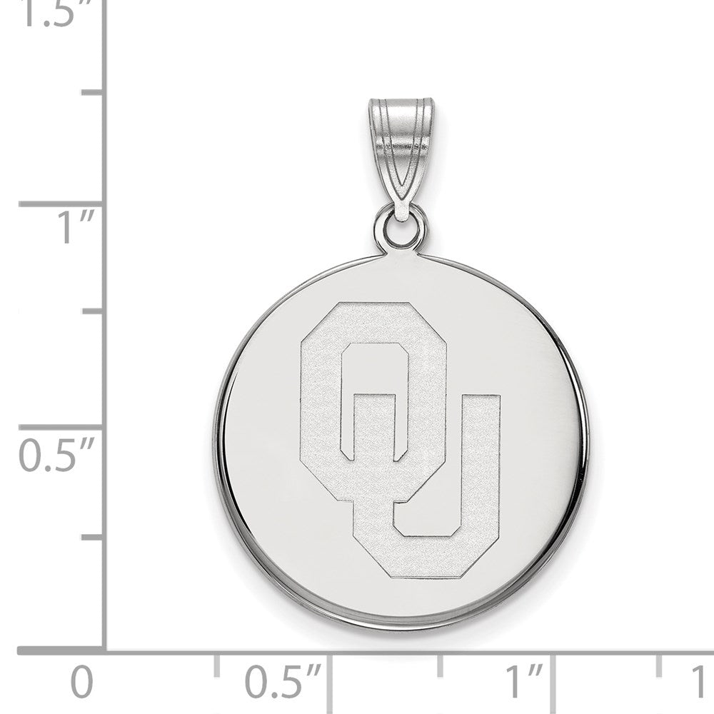 Sterling Silver Rhodium Plated Logoart University Of Oklahoma O U Large Disc Pendant