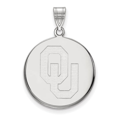 14K White Gold Logoart University Of Oklahoma O U Large Disc Pendant