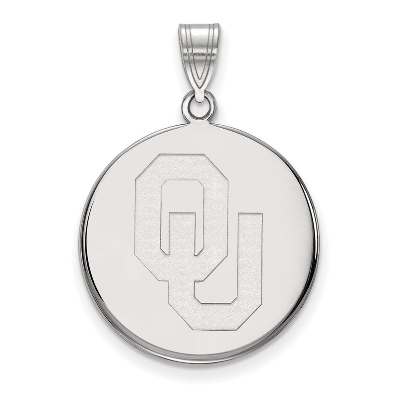 14K White Gold Logoart University Of Oklahoma O U Large Disc Pendant