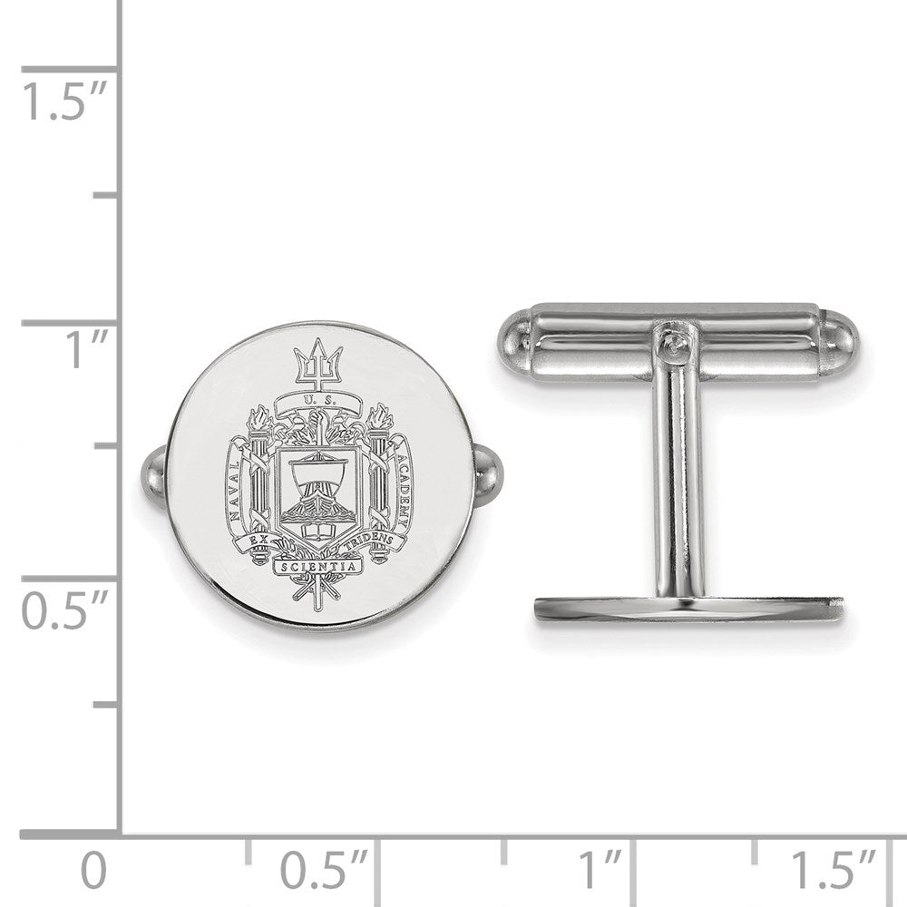 Sterling Silver Rhod-Pltd Logoart Us Naval Academy Crest Cuff Links