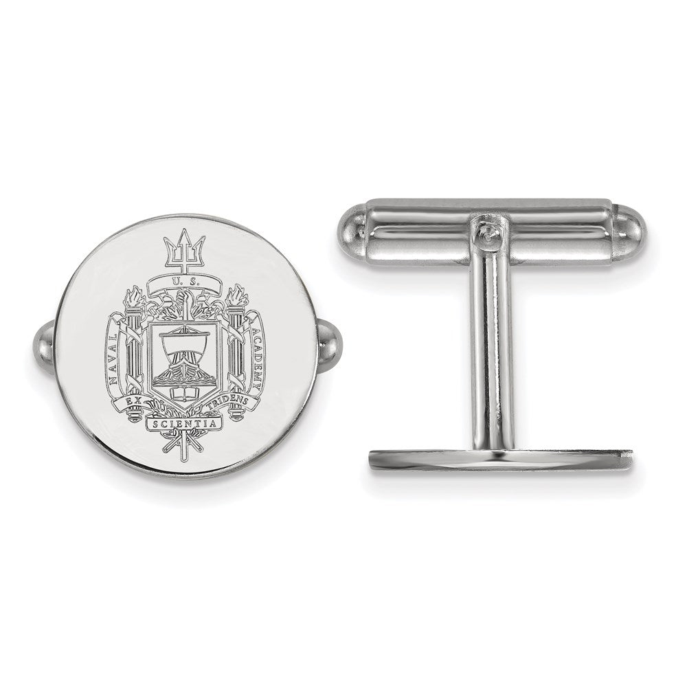 Sterling Silver Rhod-Pltd Logoart Us Naval Academy Crest Cuff Links
