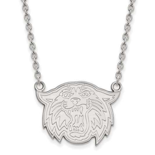 Sterling Silver Rhodium Plated Logoart Villanova University Wildcat Large Pendant 18 Inch Necklace