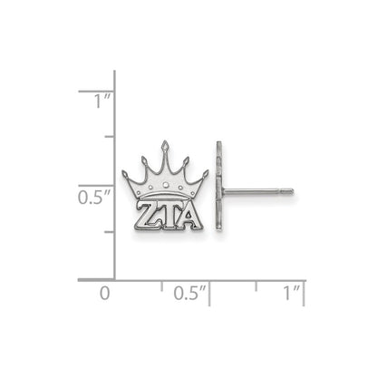 Sterling Silver Rhodium Plated Logoart Zeta Tau Alpha Sorority Symbol Extra Small Post Earrings