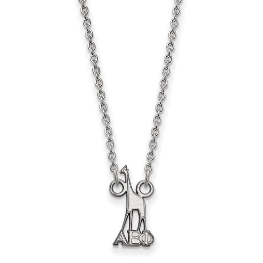 Sterling Silver Rhodium Plated Logoart Alpha Epsilon Phi Sorority Symbol Extra Small Pendant 18 Inch Necklace