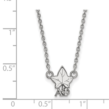 Sterling Silver Rhodium Plated Logoart Alpha Phi Sorority Symbol Extra Small Pendant 18 Inch Necklace