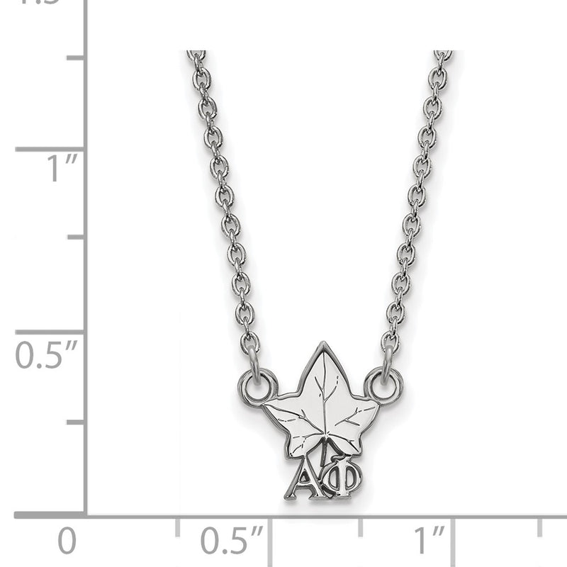 Sterling Silver Rhodium Plated Logoart Alpha Phi Sorority Symbol Extra Small Pendant 18 Inch Necklace