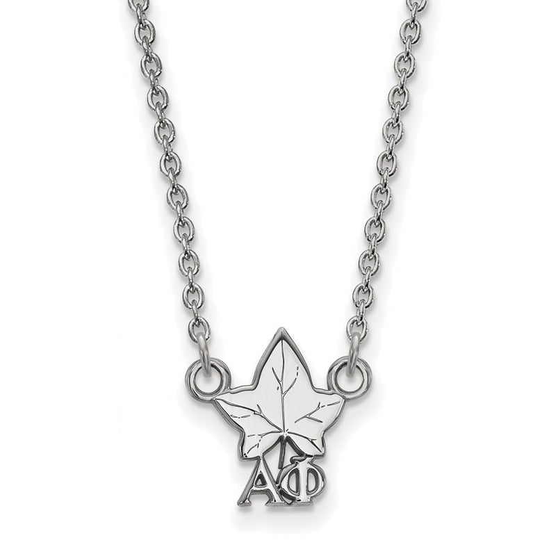Sterling Silver Rhodium Plated Logoart Alpha Phi Sorority Symbol Extra Small Pendant 18 Inch Necklace