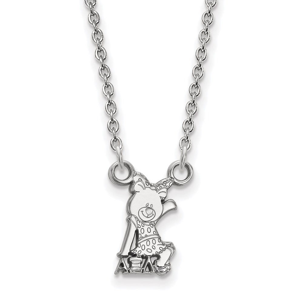 Sterling Silver Rhodium Plated Logoart Alpha Xi Delta Sorority Symbol Extra Small Pendant 18 Inch Necklace