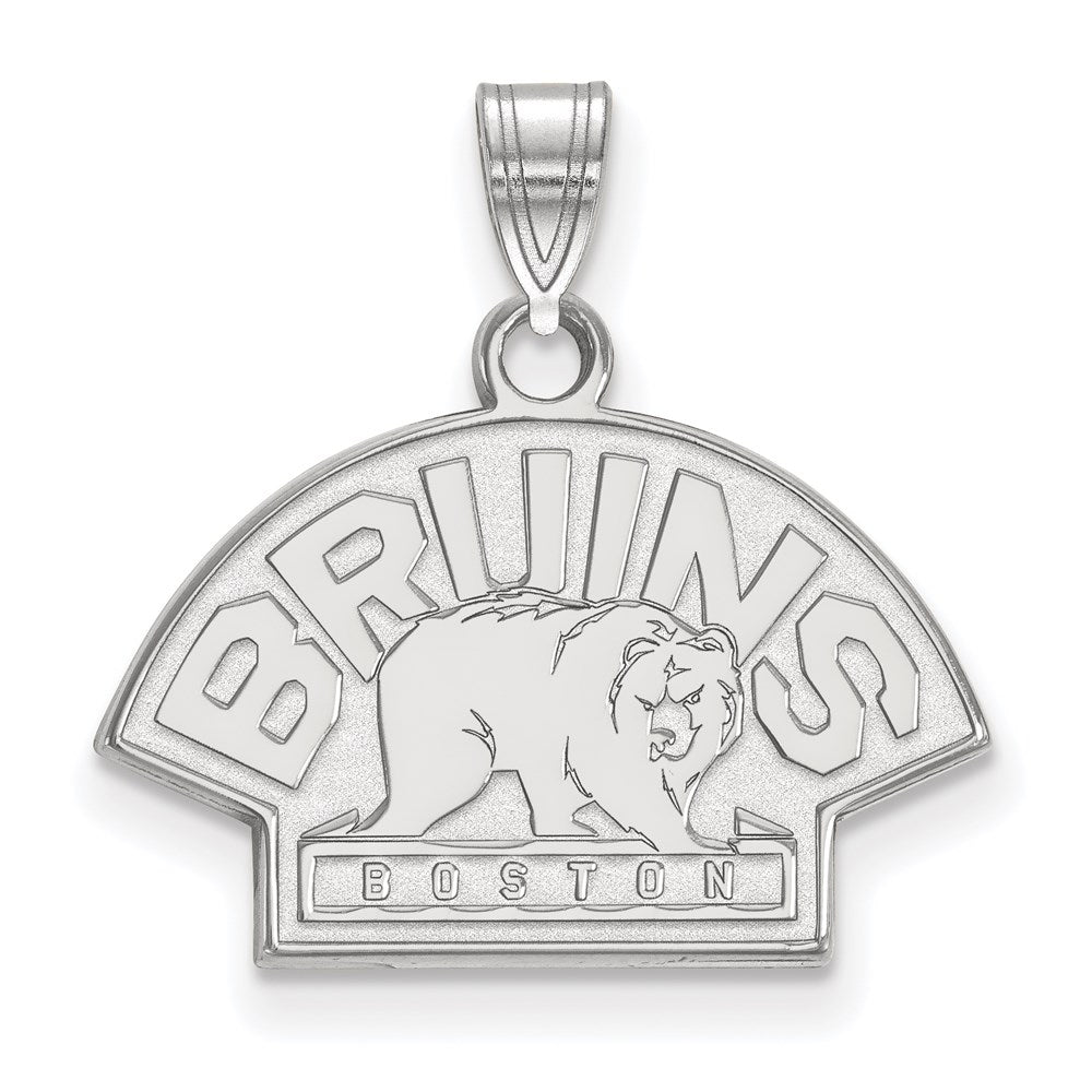 Sterling Silver Rhodium Plated Nhl Logoart Boston Bruins Small Pendant