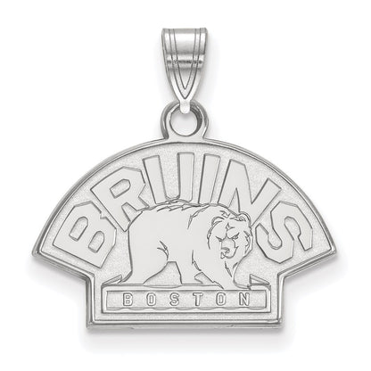 Sterling Silver Rhodium Plated Nhl Logoart Boston Bruins Small Pendant