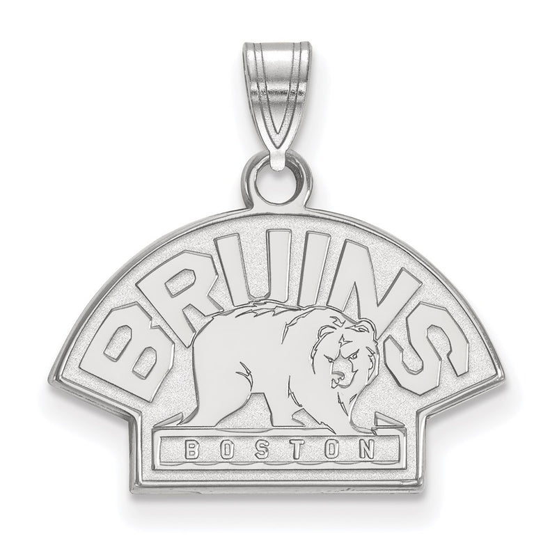 Sterling Silver Rhodium Plated Nhl Logoart Boston Bruins Small Pendant