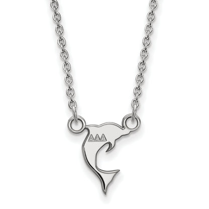 Sterling Silver Rhodium Plated Logoart Delta Sorority Symbol Extra Small Pendant 18 Inch Necklace