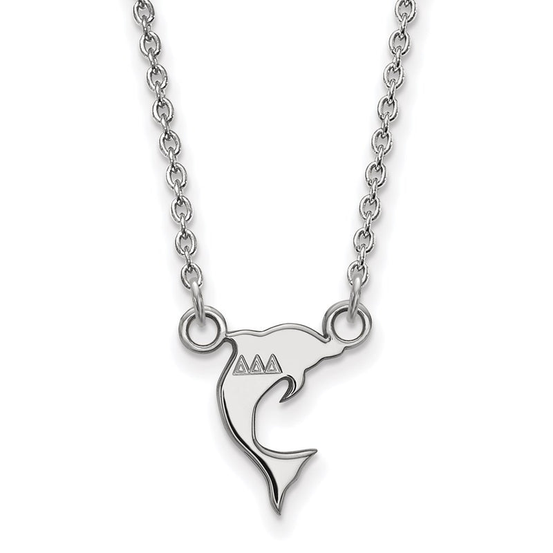 Sterling Silver Rhodium Plated Logoart Delta Sorority Symbol Extra Small Pendant 18 Inch Necklace