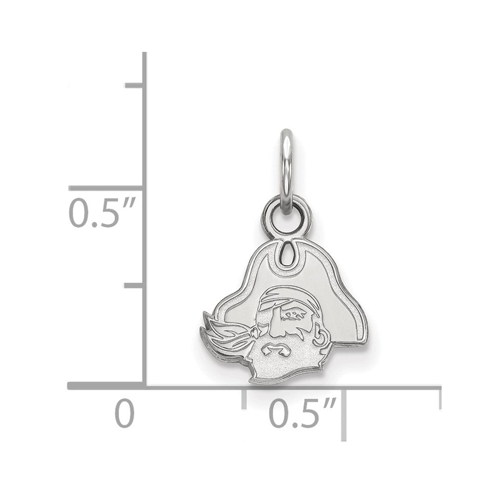 Sterling Silver Rhodium Plated Logoart East Carolina University Pirate Extra Small Pendant
