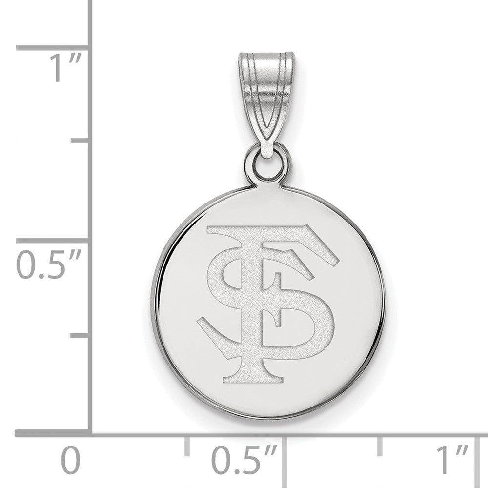 10K White Gold Logoart Florida State University F S Medium Disc Pendant