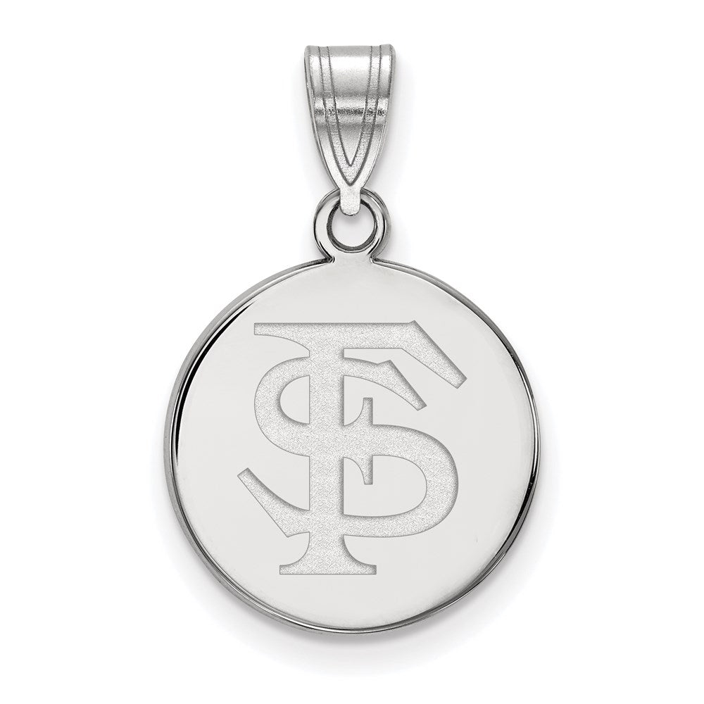 10K White Gold Logoart Florida State University F S Medium Disc Pendant