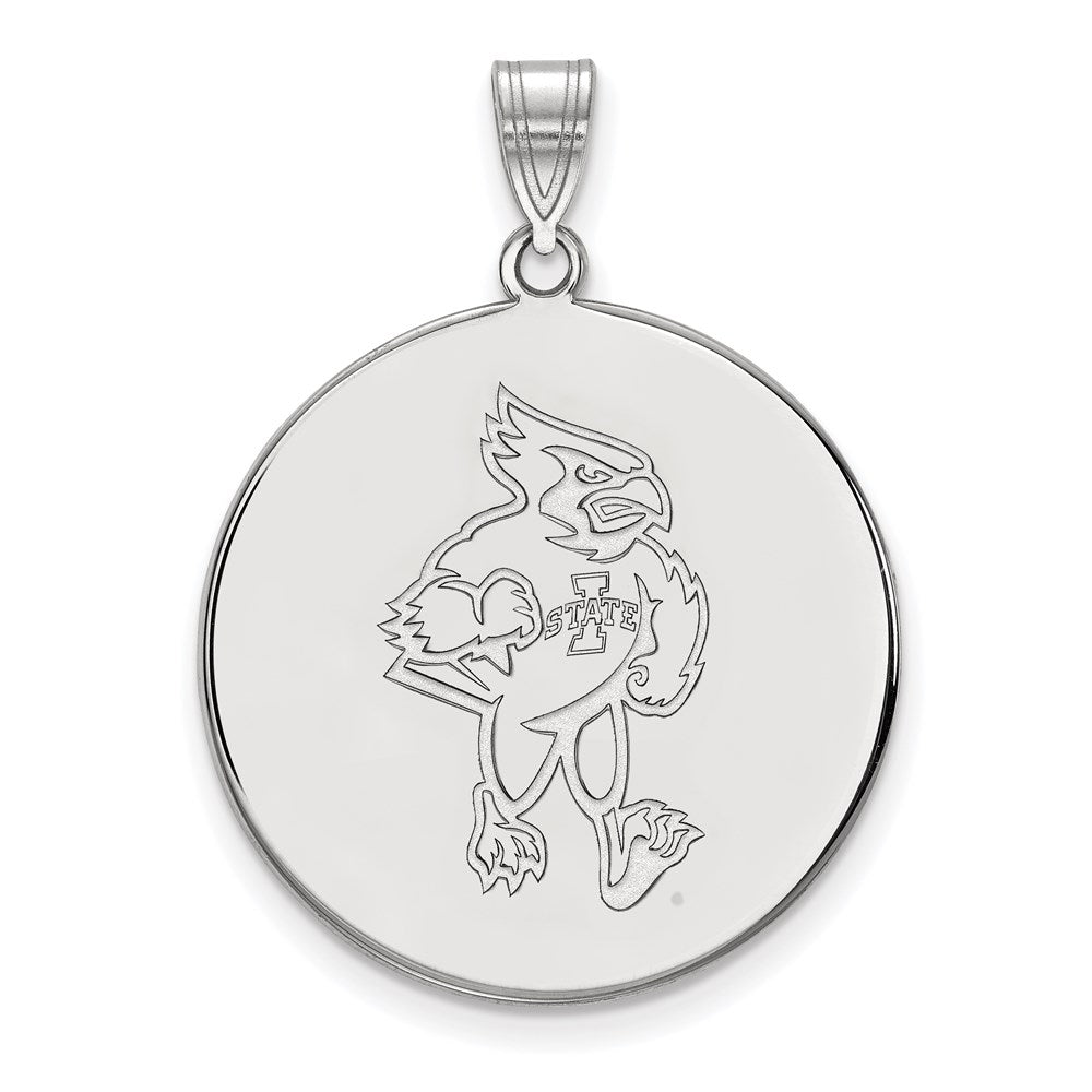 14K White Gold Logoart Iowa State University Cardinal Extra Large Disc Pendant