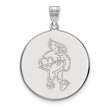 14K White Gold Logoart Iowa State University Cardinal Extra Large Disc Pendant