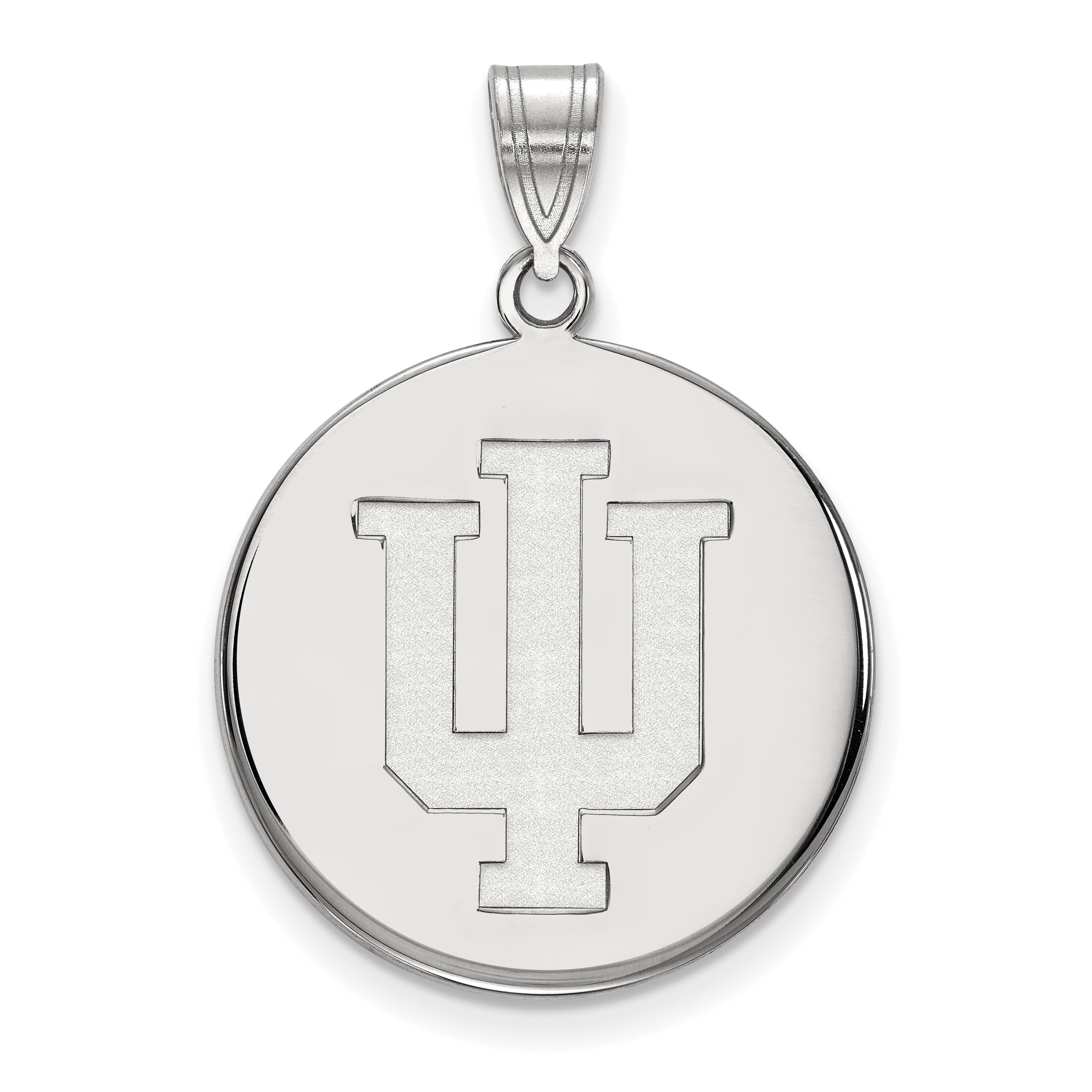 10K White Gold Logoart Indiana University I U Large Disc Pendant