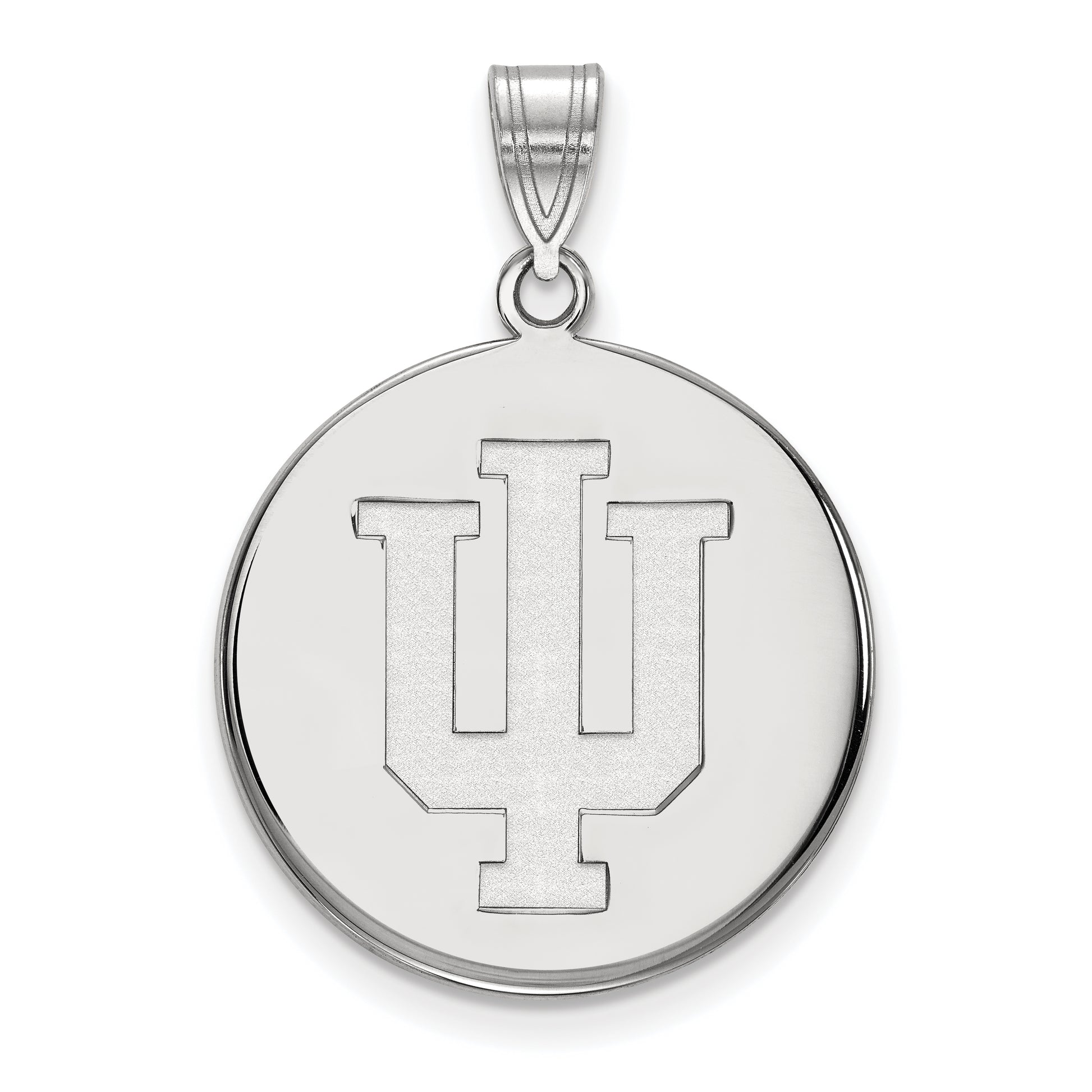 10K White Gold Logoart Indiana University I U Large Disc Pendant