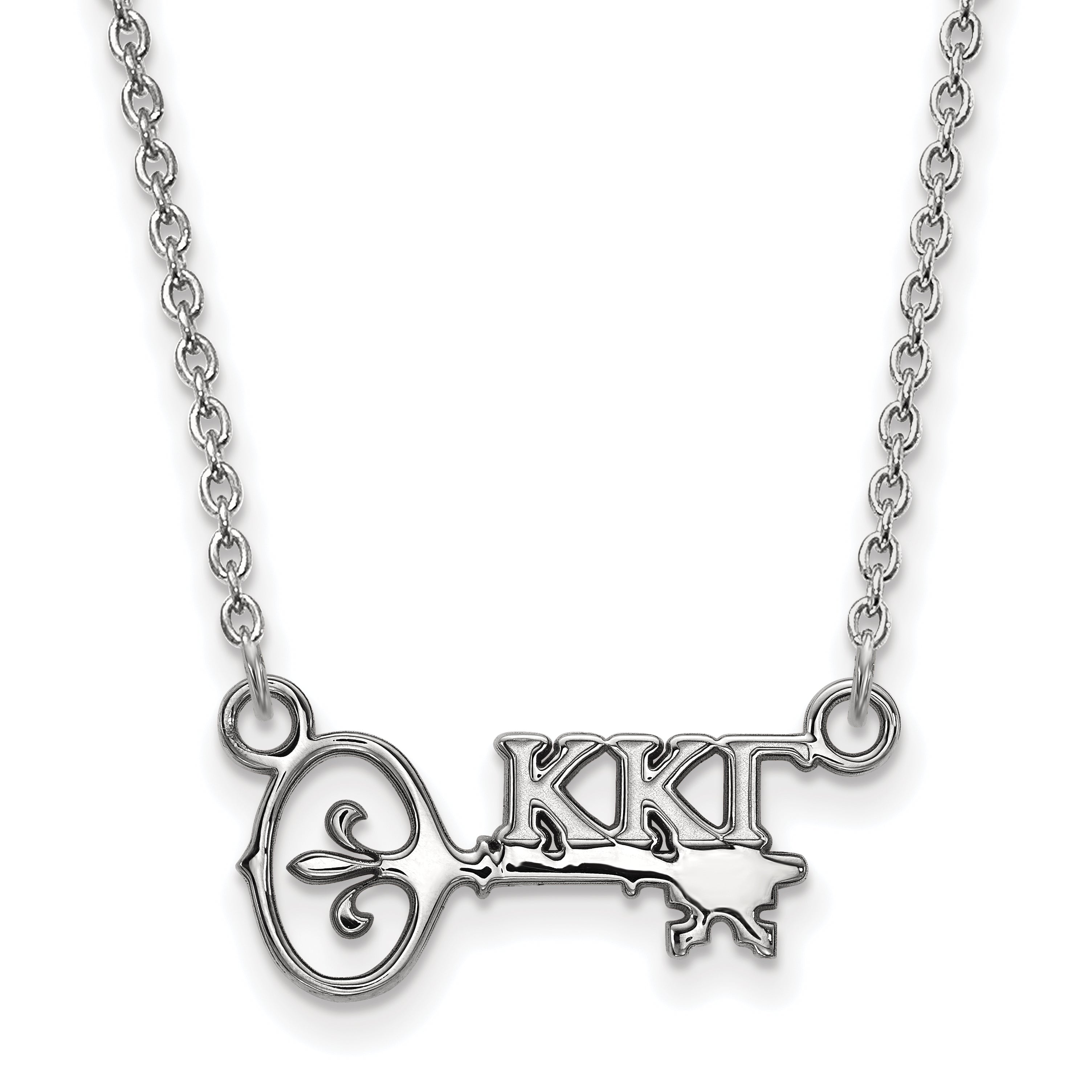 Sterling Silver Rhodium Plated Logoart Kappa Gamma Sorority Symbol Extra Small Pendant 18 Inch Necklace