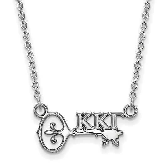 Sterling Silver Rhodium Plated Logoart Kappa Gamma Sorority Symbol Extra Small Pendant 18 Inch Necklace