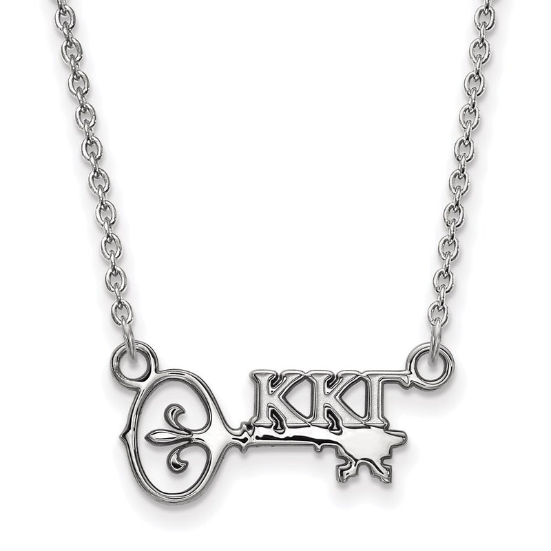 Sterling Silver Rhodium Plated Logoart Kappa Gamma Sorority Symbol Extra Small Pendant 18 Inch Necklace