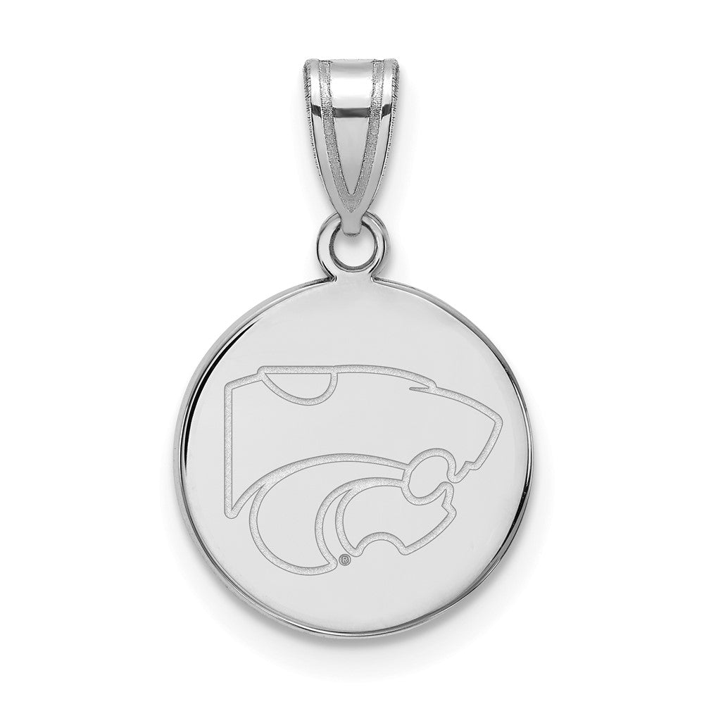 Sterling Silver Rhodium Plated Logoart Kansas State University Wildcat Medium Disc Pendant