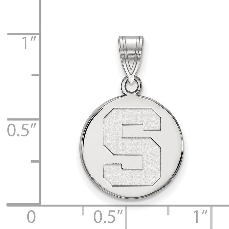 10K White Gold Logoart Michigan State University Letter S Medium Disc Pendant