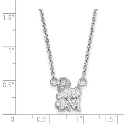 Sterling Silver Rhodium Plated Logoart Phi Mu Sorority Symbol Extra Small Pendant 18 Inch Necklace