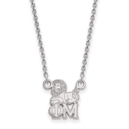 Sterling Silver Rhodium Plated Logoart Phi Mu Sorority Symbol Extra Small Pendant 18 Inch Necklace