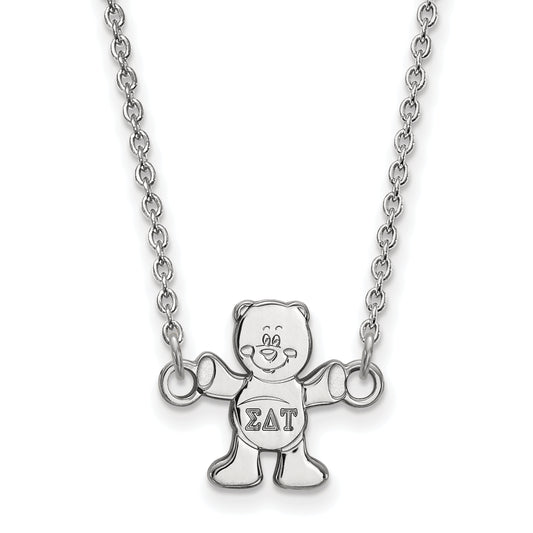 Sterling Silver Rhodium Plated Logoart Sigma Delta Tau Sorority Symbol Extra Small Pendant 18 Inch Necklace