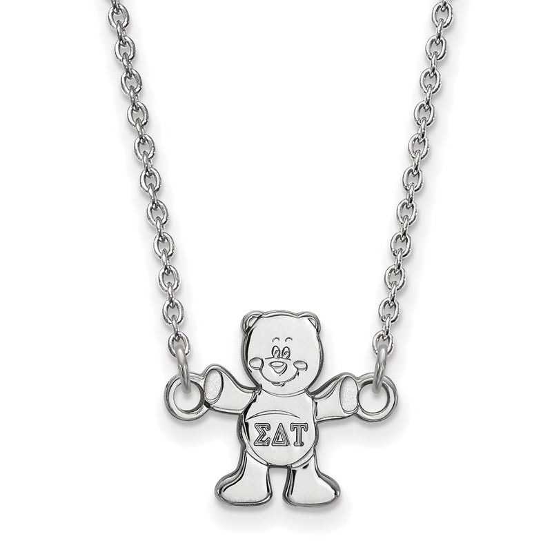 Sterling Silver Rhodium Plated Logoart Sigma Delta Tau Sorority Symbol Extra Small Pendant 18 Inch Necklace
